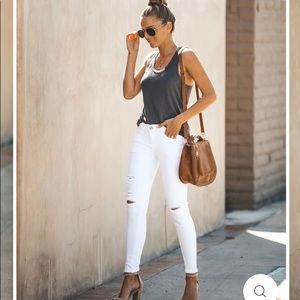 NWT Vici split ankle denim white distressed